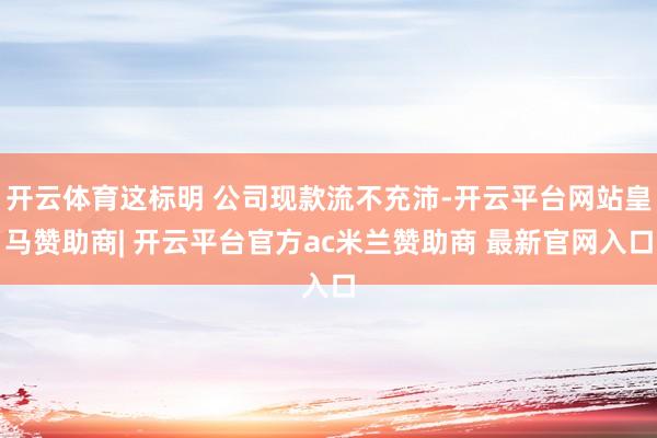 开云体育这标明 公司现款流不充沛-开云平台网站皇马赞助商| 开云平台官方ac米兰赞助商 最新官网入口